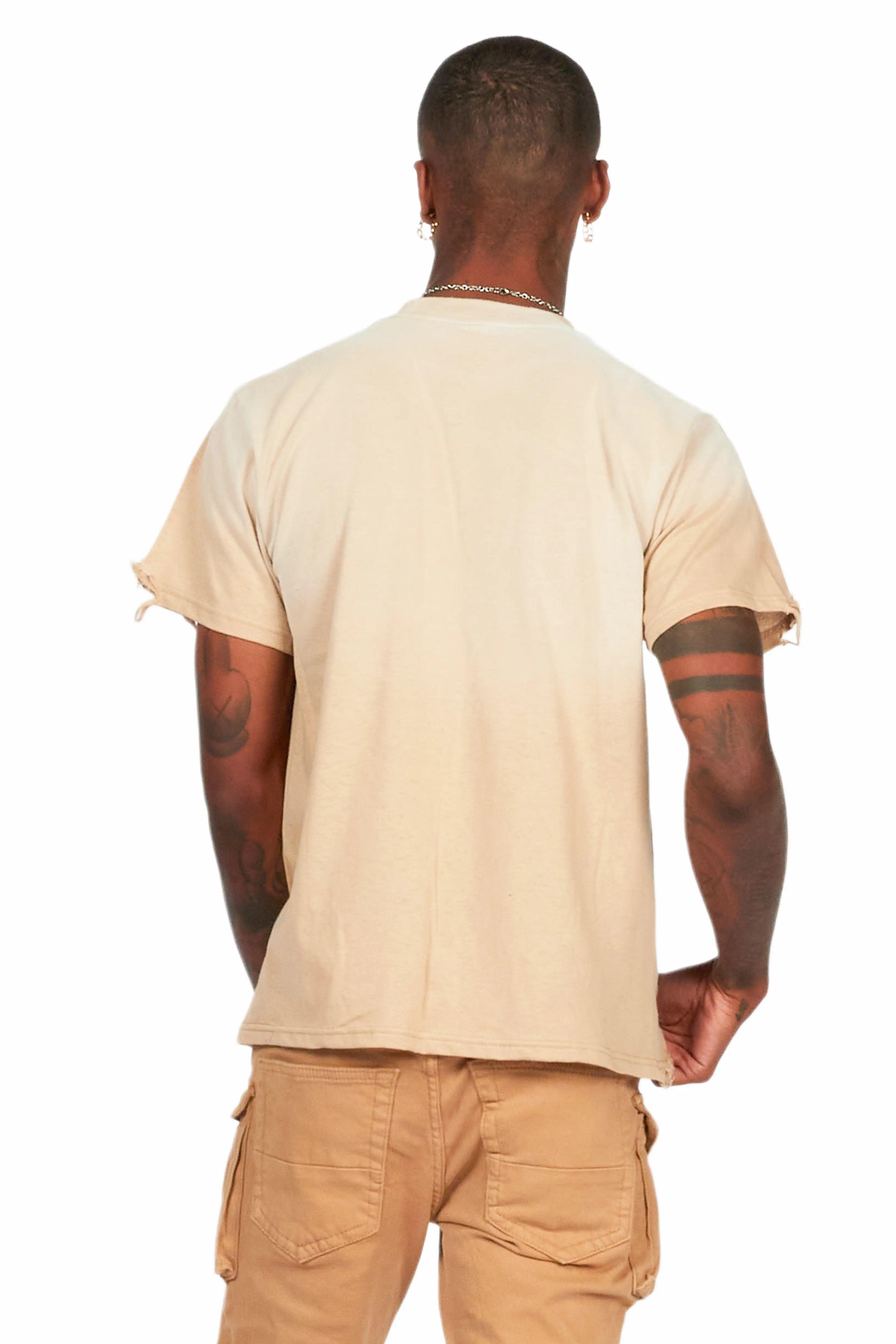 Fein Beige Oversized Graphic T-Shirt Male Product Image