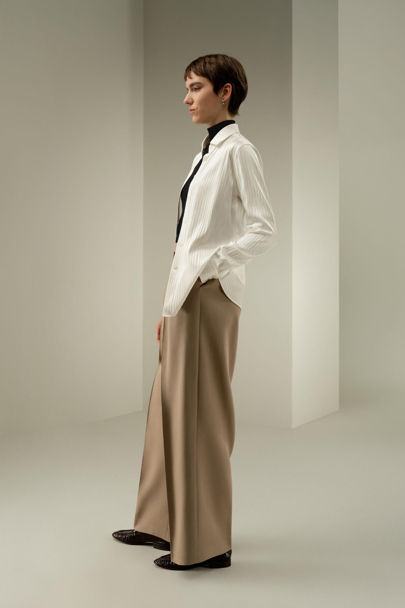 Stretched Jacquard Stripe Silk Shirt Product Image