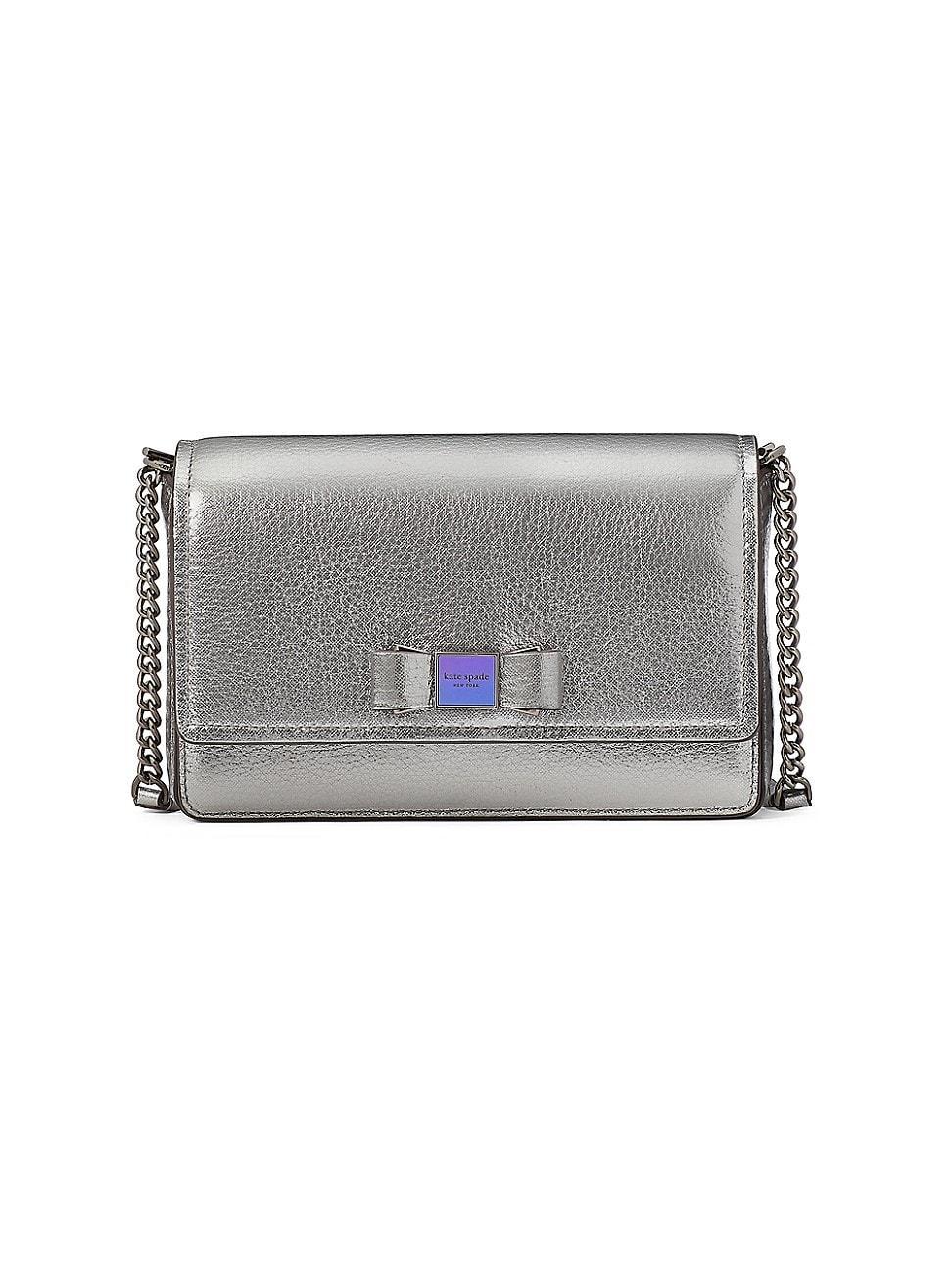 kate spade new york Morgan Bow Embellished Metallic Leather Flap Chain Wallet Product Image