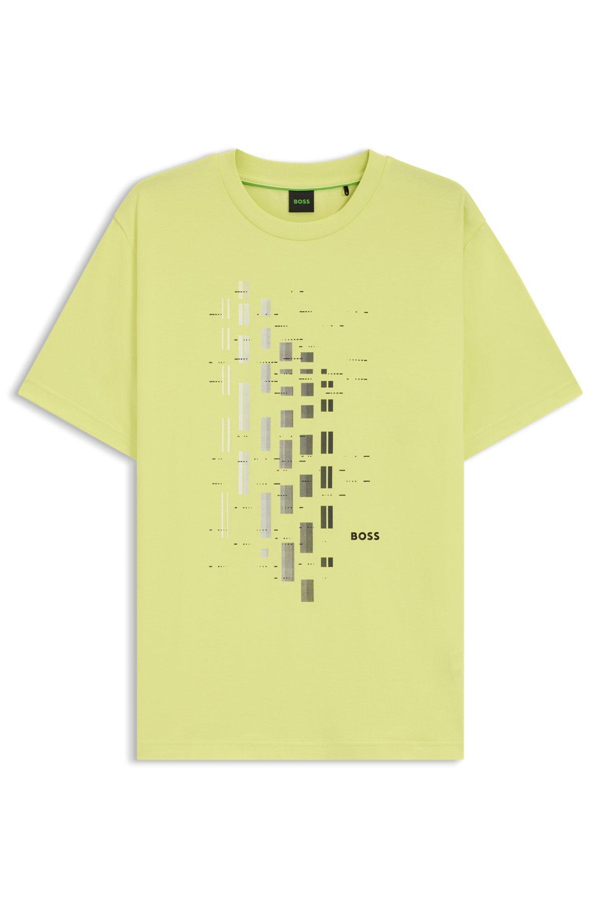 Stretch-cotton T-shirt with geometric print Product Image
