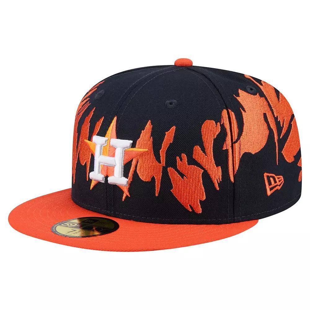 Men's New Era Navy/Orange Houston Astros Retro Pattern 59FIFTY Fitted Hat, Size: 7 5/8, Blue Product Image