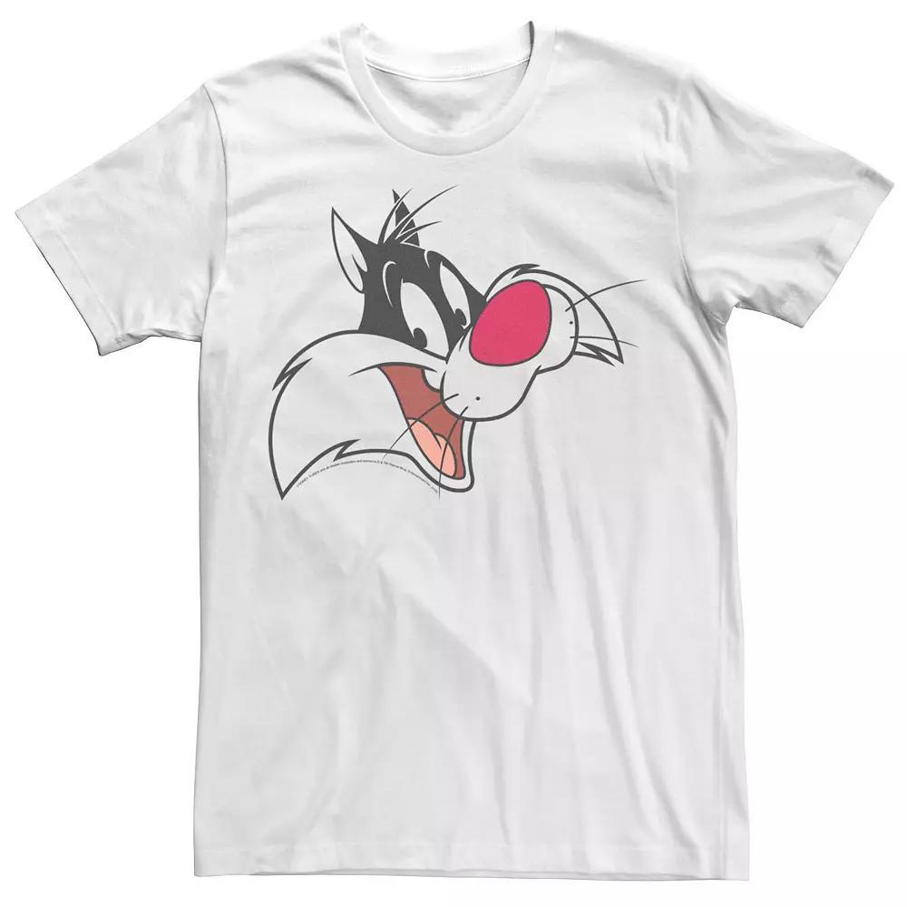 Men's Looney Tunes Sylvester Face Graphic Tee, Size: Large, White Product Image