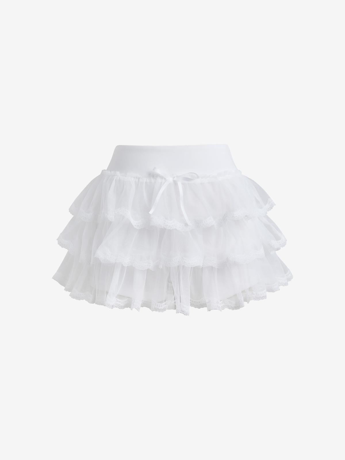 Sweet Cool Lace Netting Mini Skirt Product Image