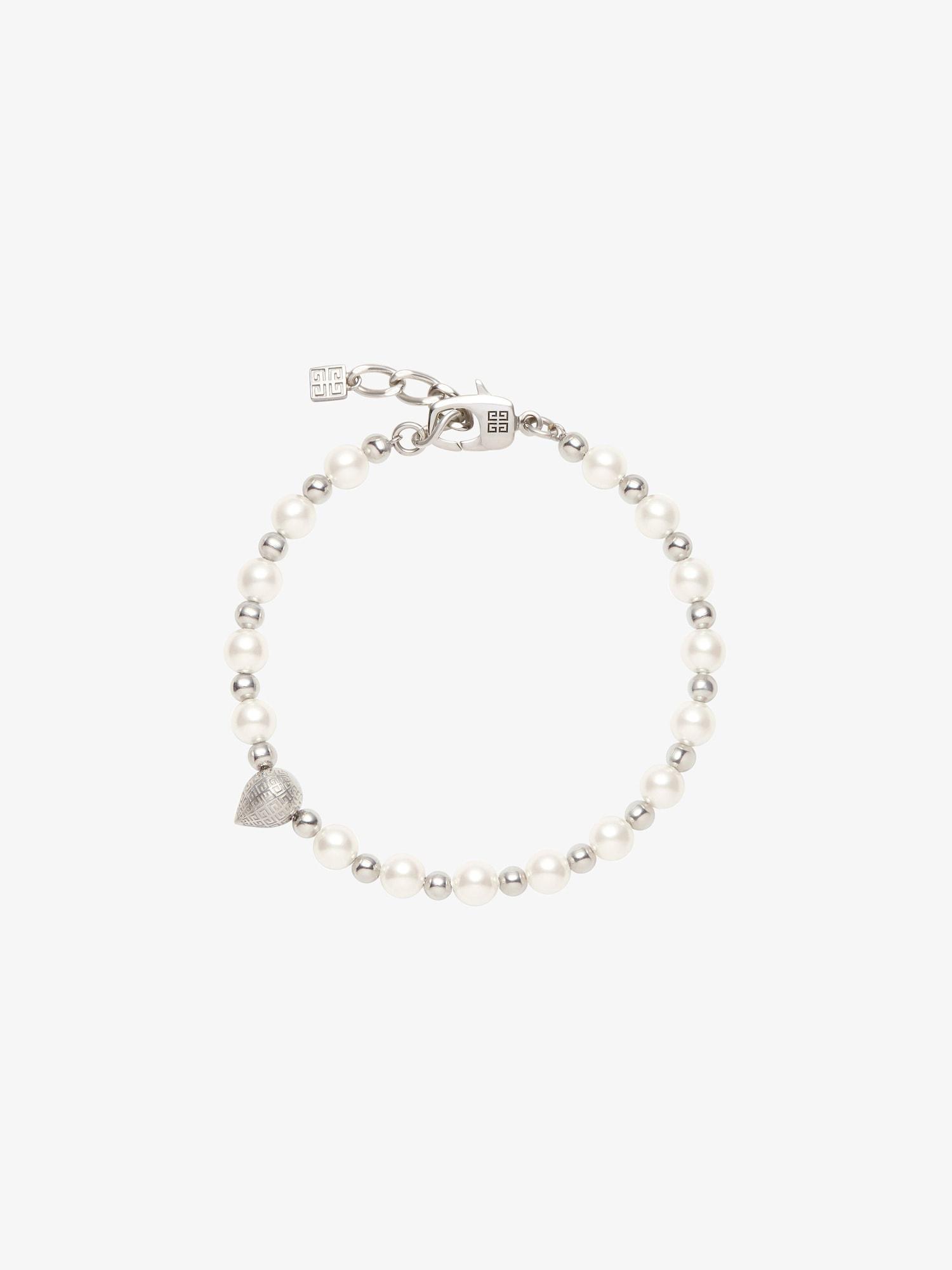 G Stud bracelet in metal with pearls Product Image