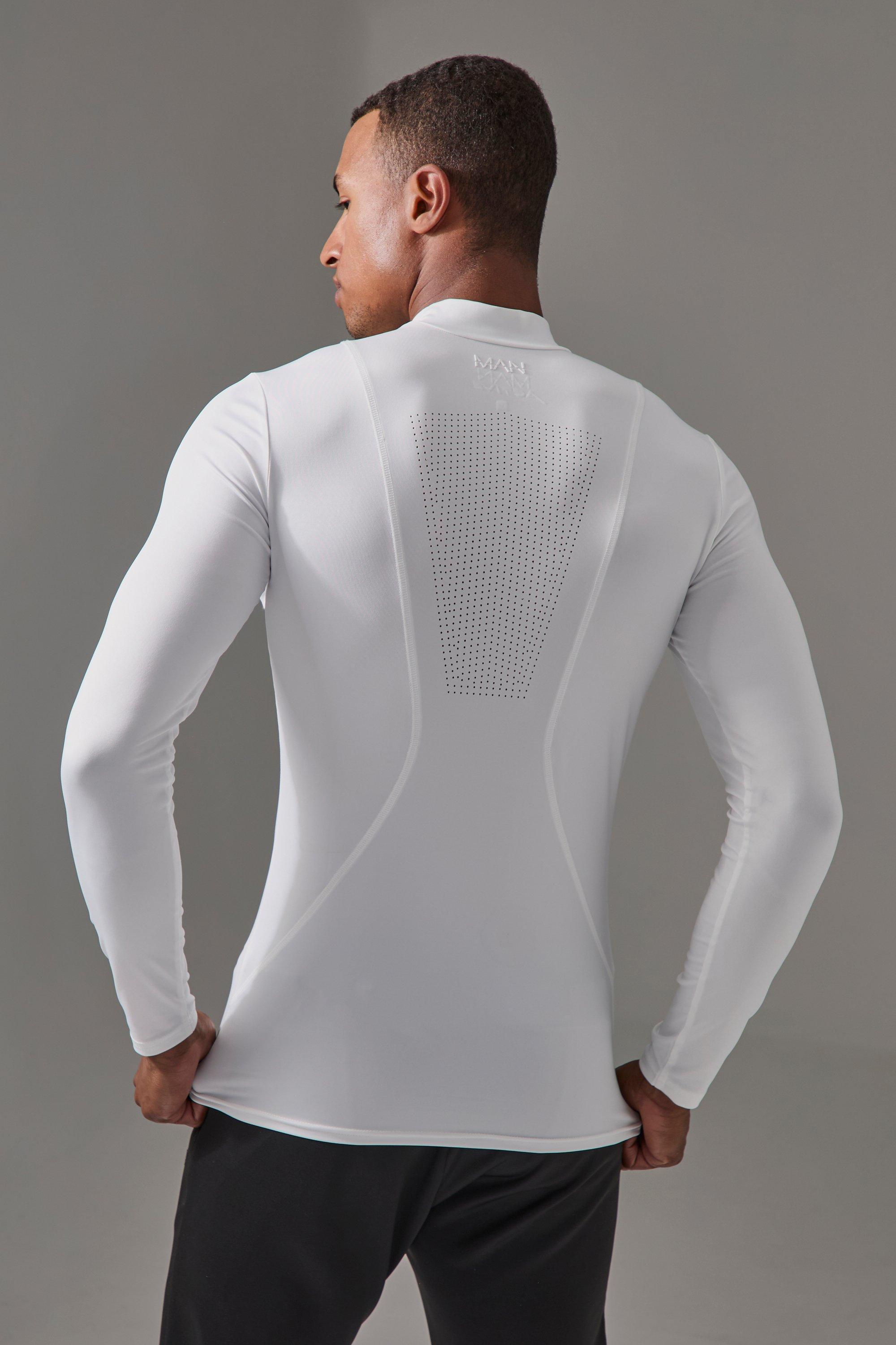 Mens Man Active Pro Long Sleeve High Neck Perforated Base Layer - Black Product Image