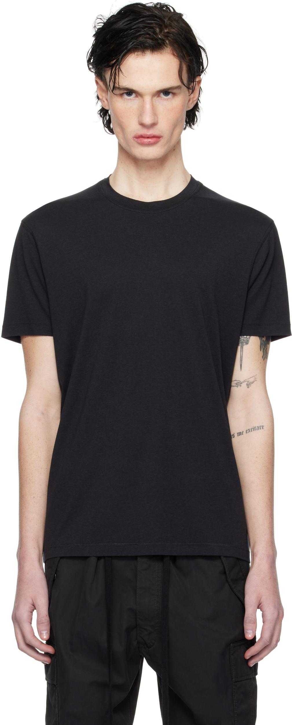 TOM FORD Black Basic Crewneck T-shirt With Tonal Stitching In Cotton Blend Man Product Image