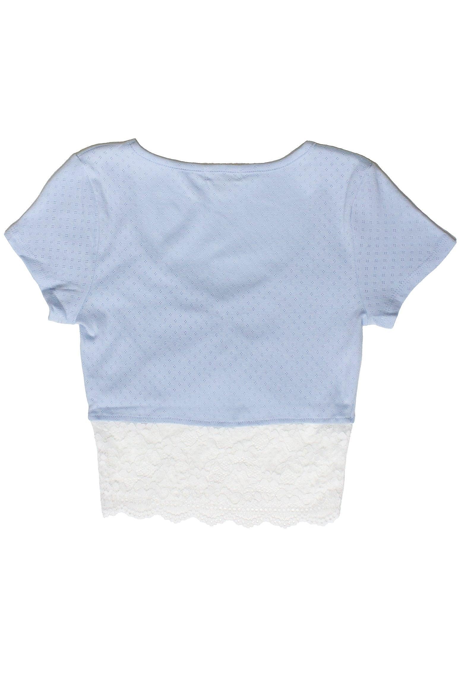 Lace Hem Pointelle Crop Tee Product Image