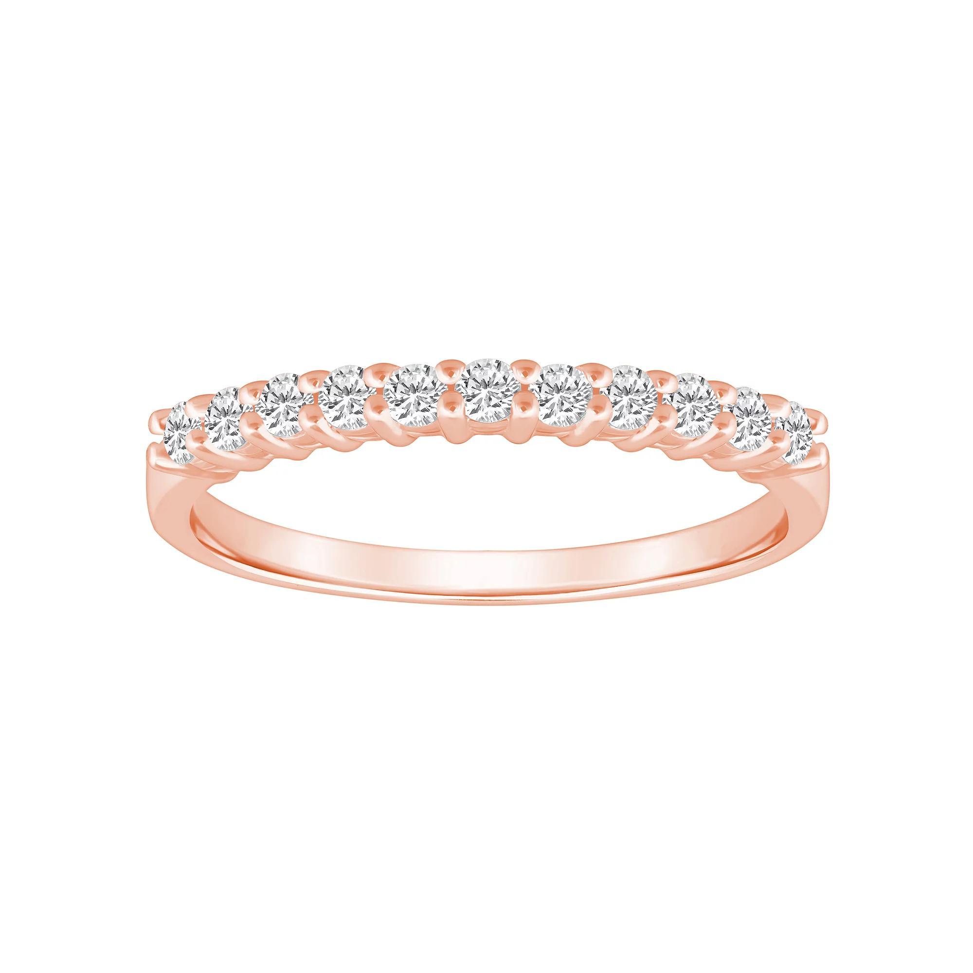 Alyson Layne 14k Gold 1/3 Carat T.W. Diamond 11-Stone Wedding Band, Women's, Size: 5.50, Pink Product Image