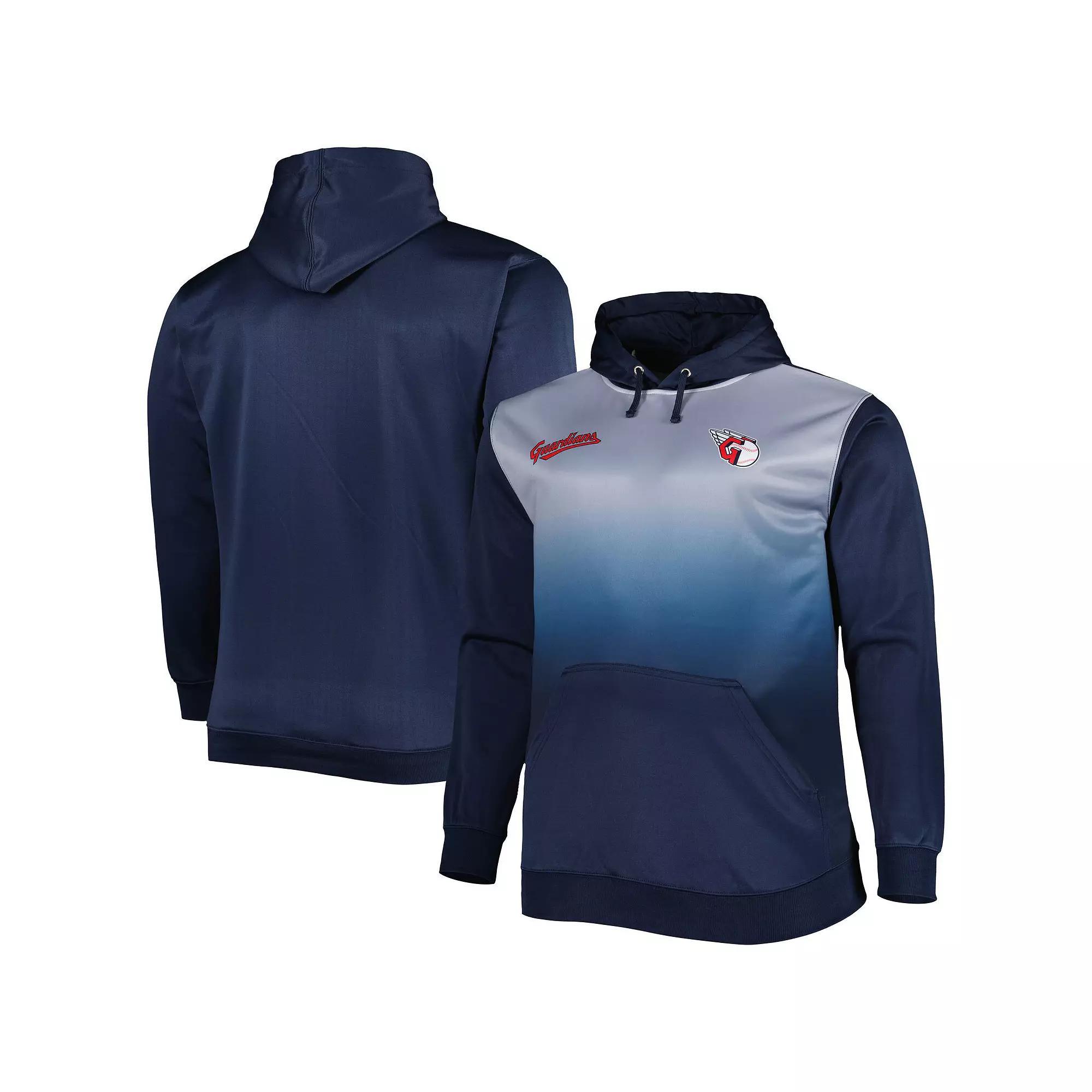 Men's Navy Cleveland Guardians Fade Sublimated Fleece Pullover Hoodie,  Product Image