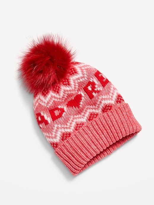 Fair Isle Pom-Pom Beanie for Women Product Image