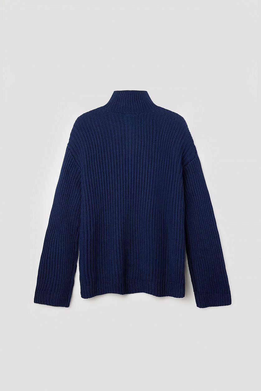 High Neck Zipped Knitted Sweater Product Image