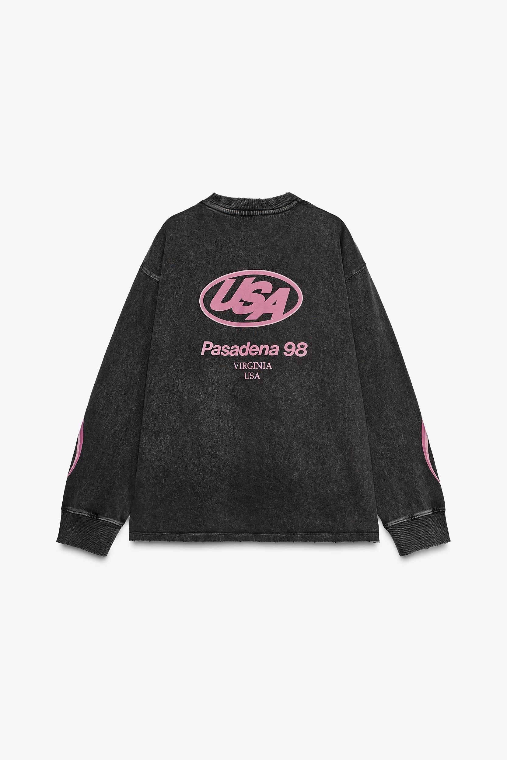 WASHED EFFECT T-SHIRT WITH SLOGAN Product Image