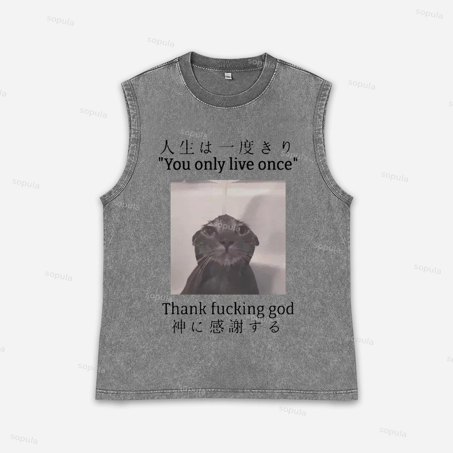 Vintage You Only Live Once Art Graphic Acid Washed Tank Product Image