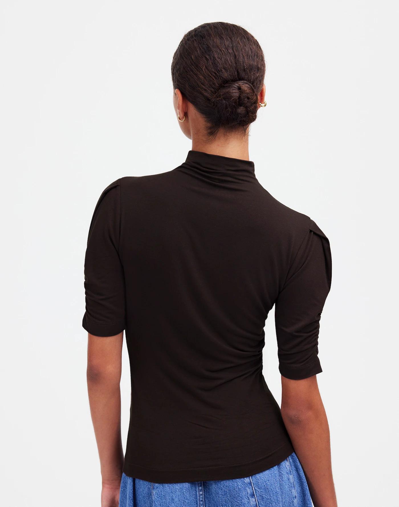 Drapey Puff-Sleeve Mockneck Top Product Image