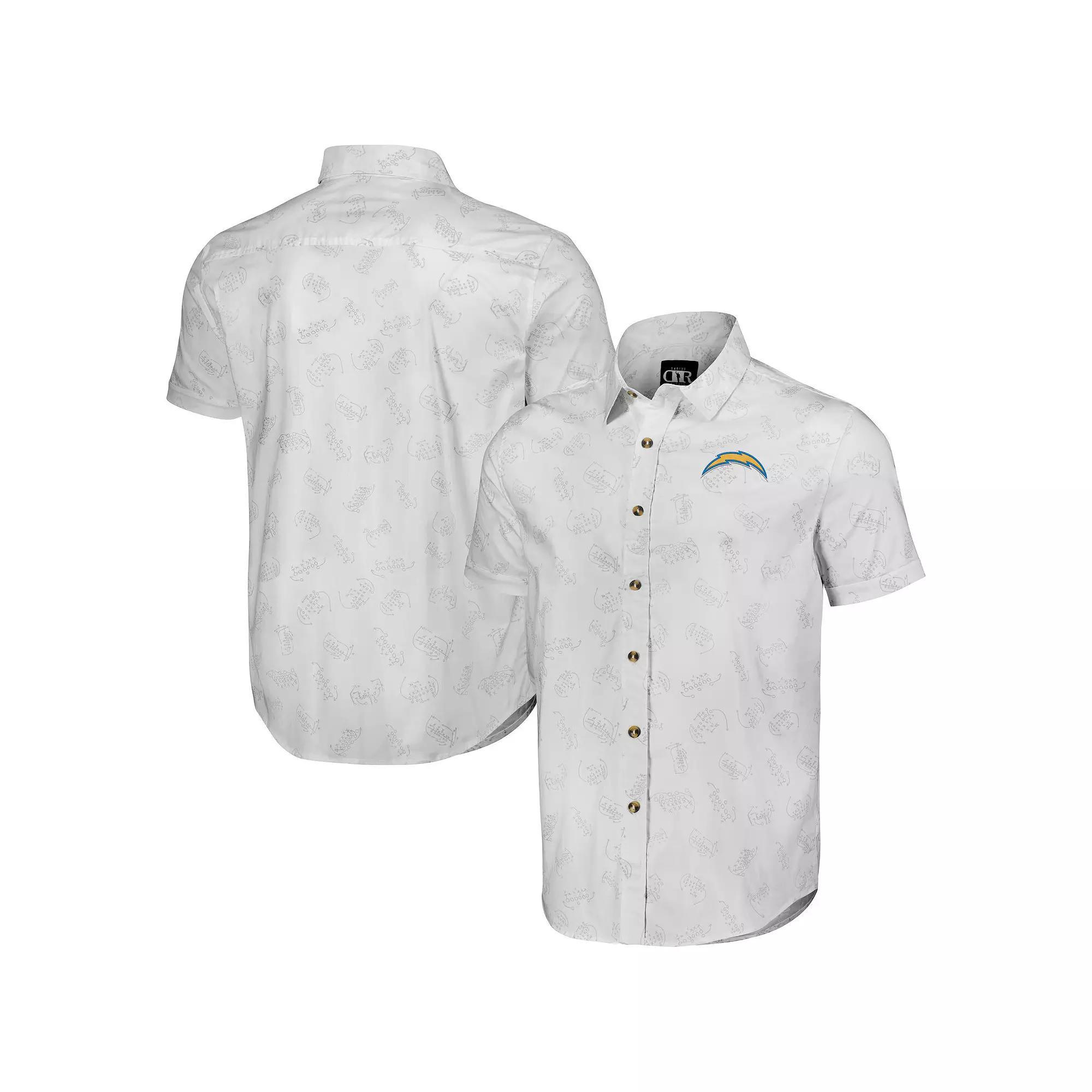 Men's NFL x Darius Rucker Collection by Fanatics White Los Angeles Chargers Woven Short Sleeve Button Up Shirt, Size: Medium Product Image