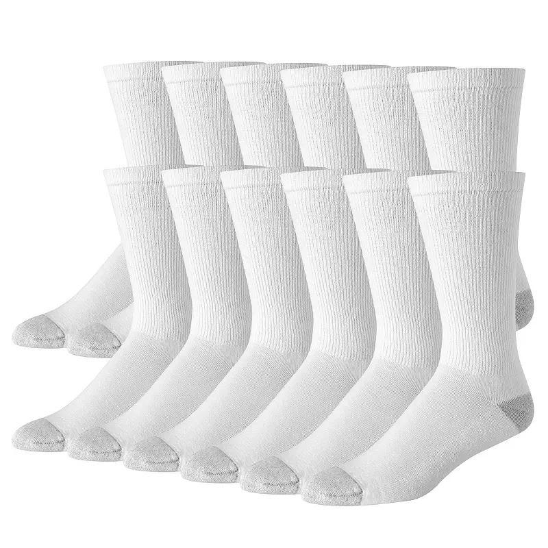 Hanes Ultimate Mens Crew Socks, 12-Pairs White 6-12 Product Image