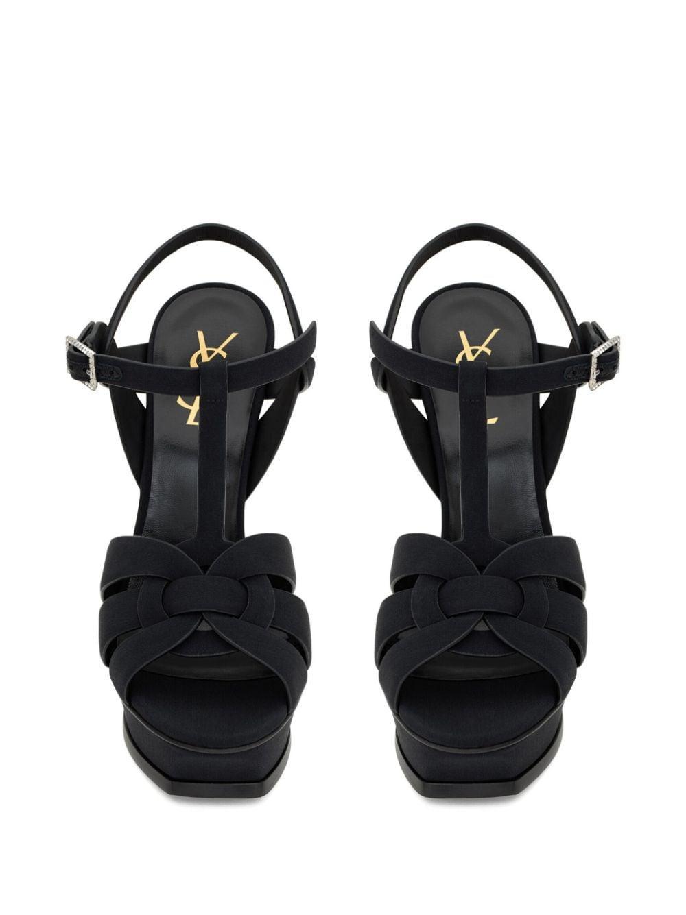 SAINT LAURENT Tribute Leather 105mm Platform Sandals In Black Product Image