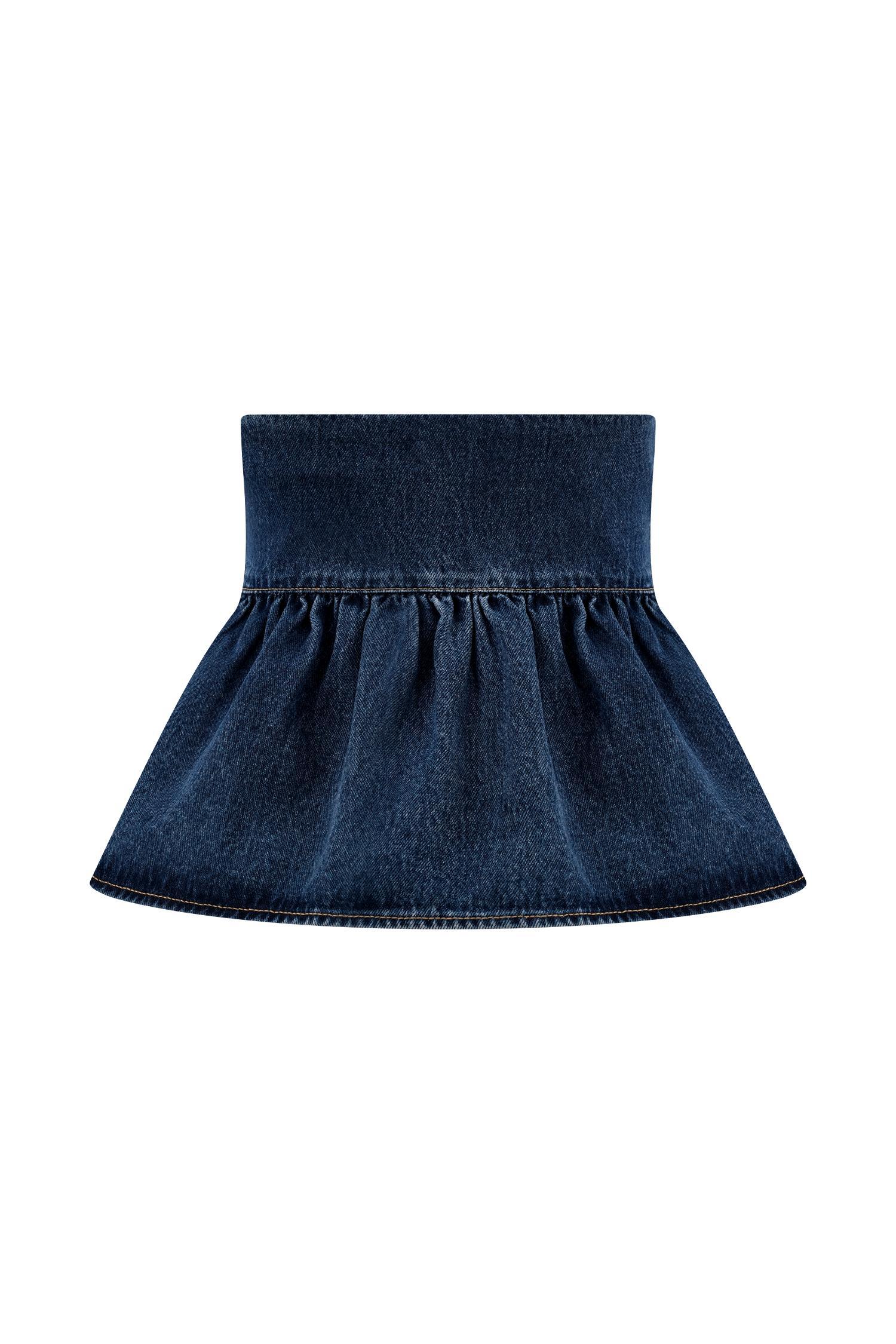 Pauline Strapless Denim Top - 90'S Blue Product Image