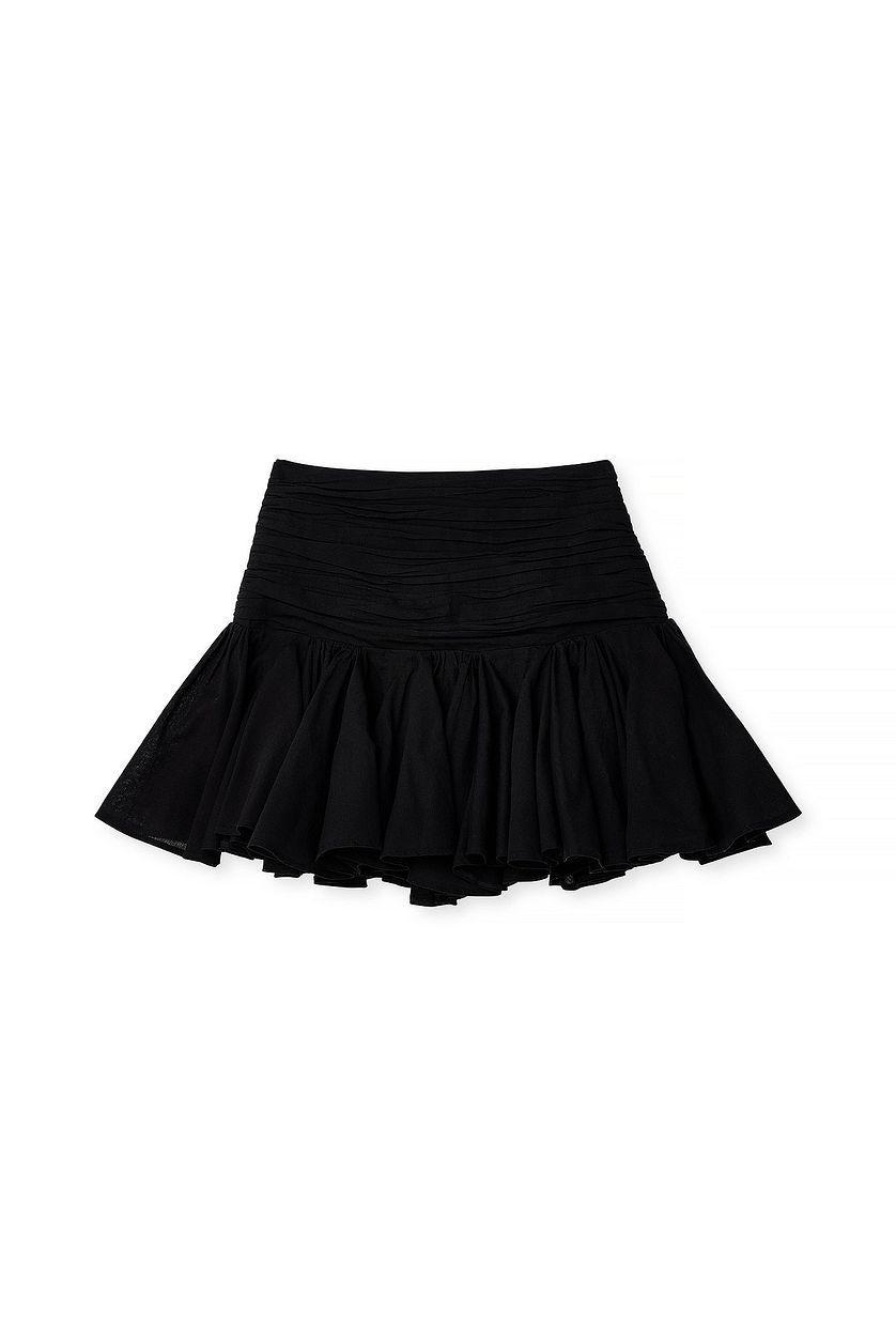 Linen Blend Frilled Mini Skirt Product Image