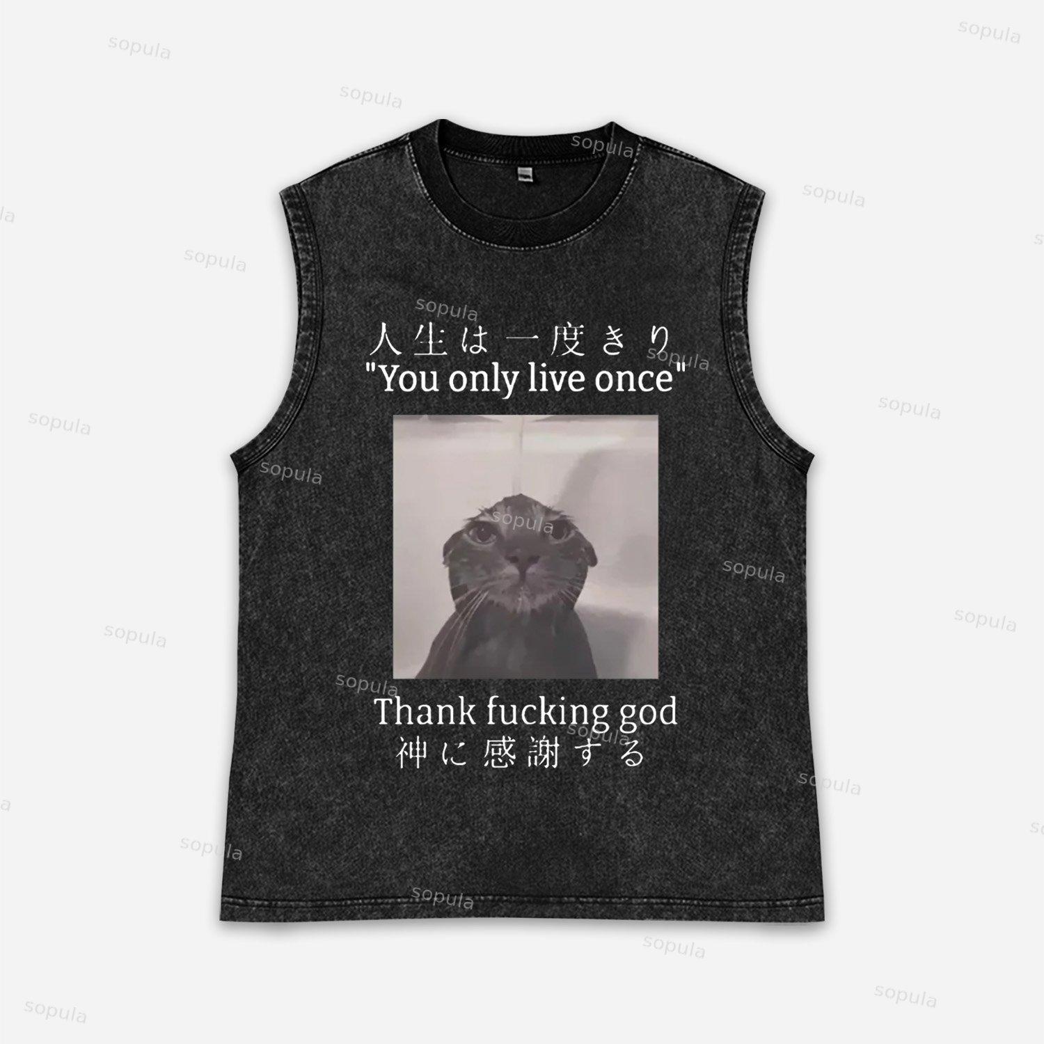 Vintage You Only Live Once Art Graphic Acid Washed Tank Product Image