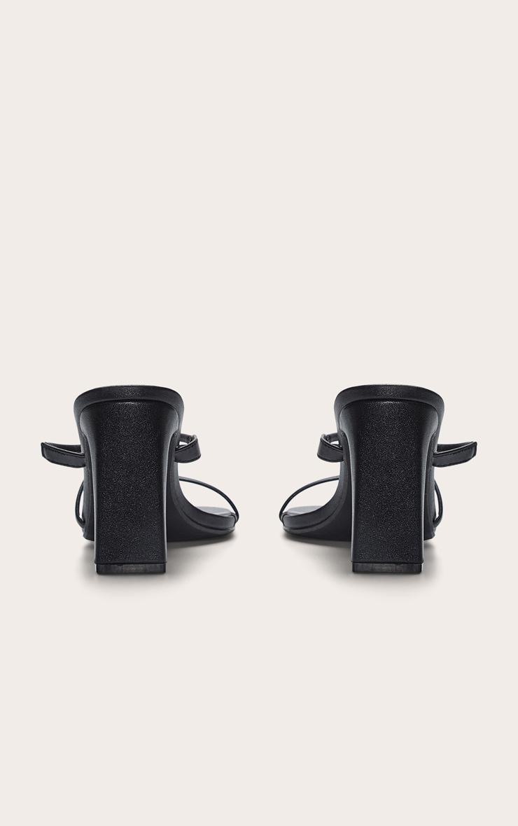 Black Pu Square Toe Thin Block High Heeled Mules Product Image