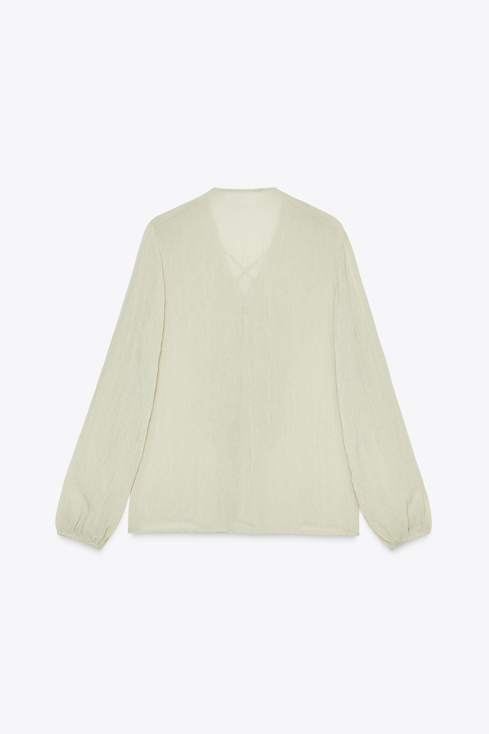 SEMI-SHEER BLOUSE WITH RUFFLES Product Image