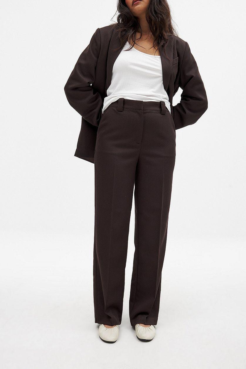 Straight Mid Waist Twill Suit Pants Product Image