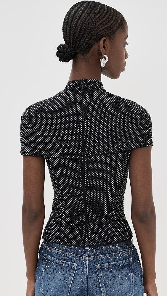 Self Portrait Rhinestone Mesh Cut Out Top | Shopbop Product Image