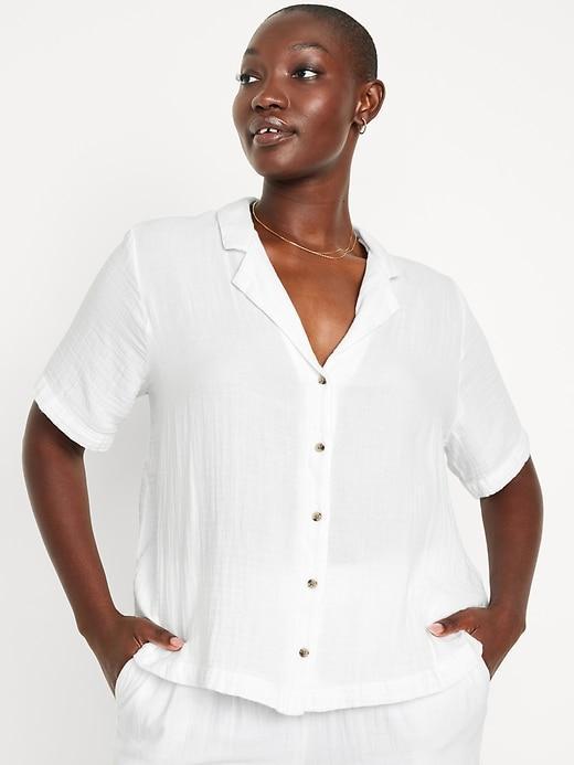 Crinkle Gauze Button-Down Shirt Product Image