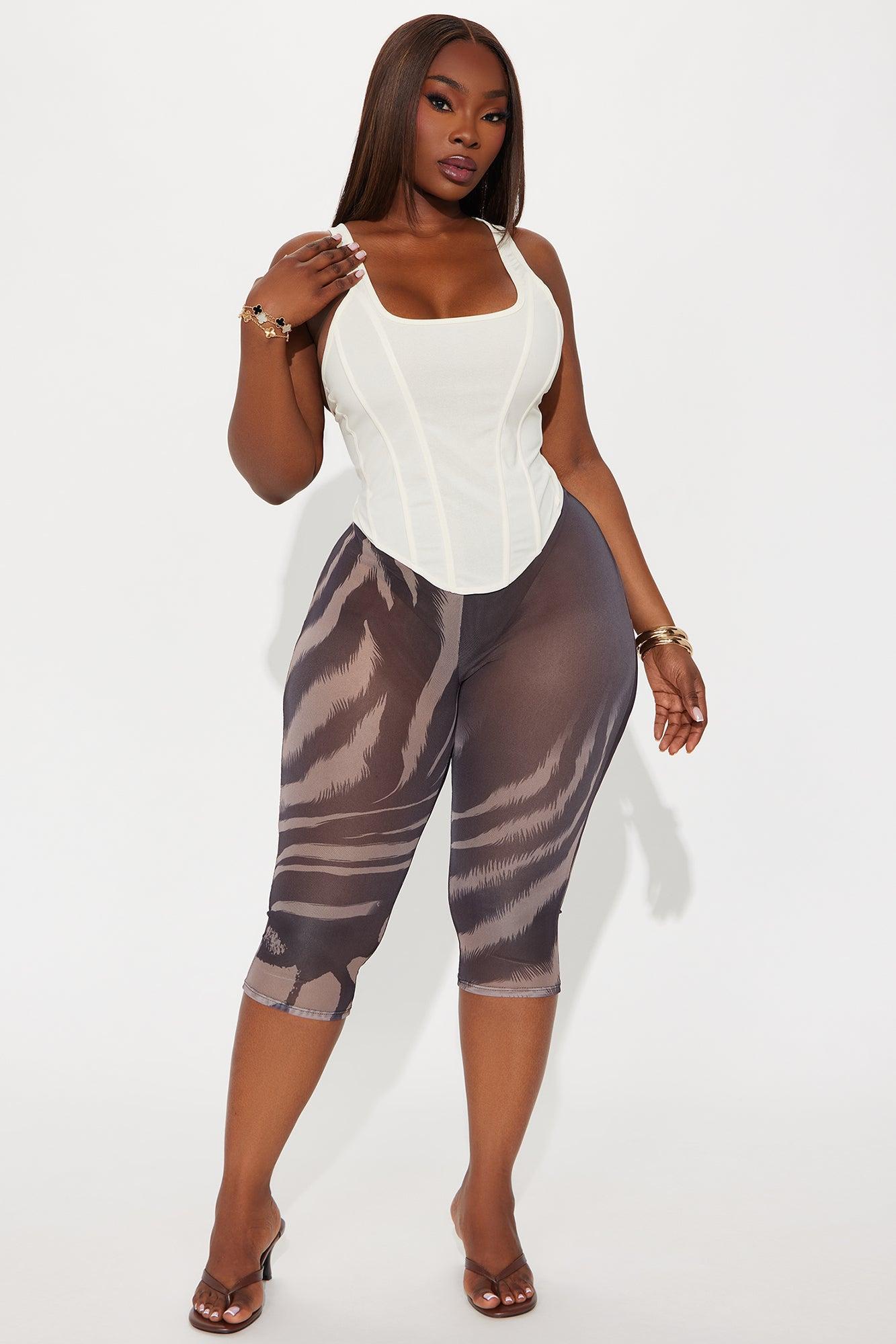 That's Too Hot Animal Print Mesh Capri Legging - Chocolate/Combo Female Product Image