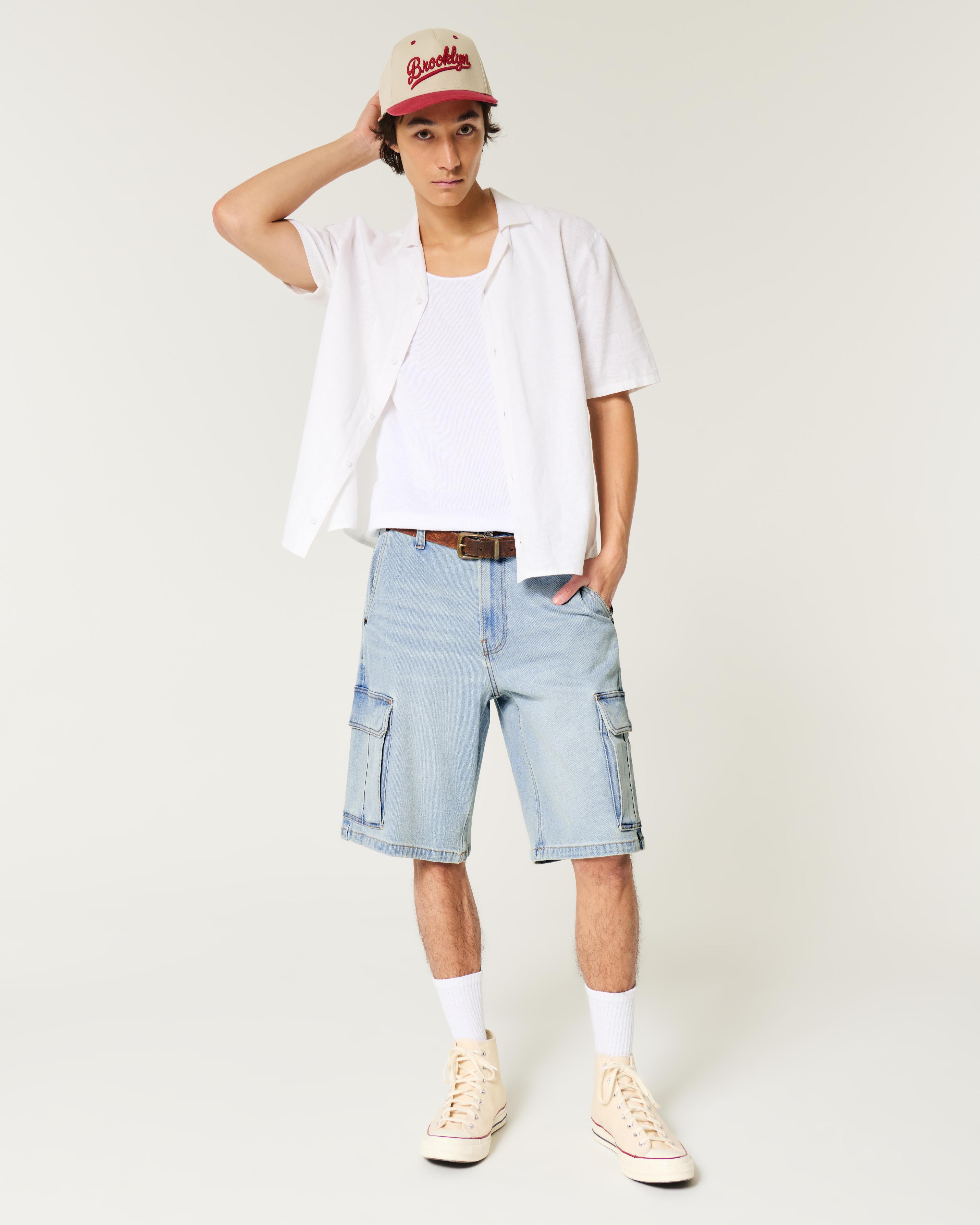 Washed Black Baggy Jean Shorts Product Image