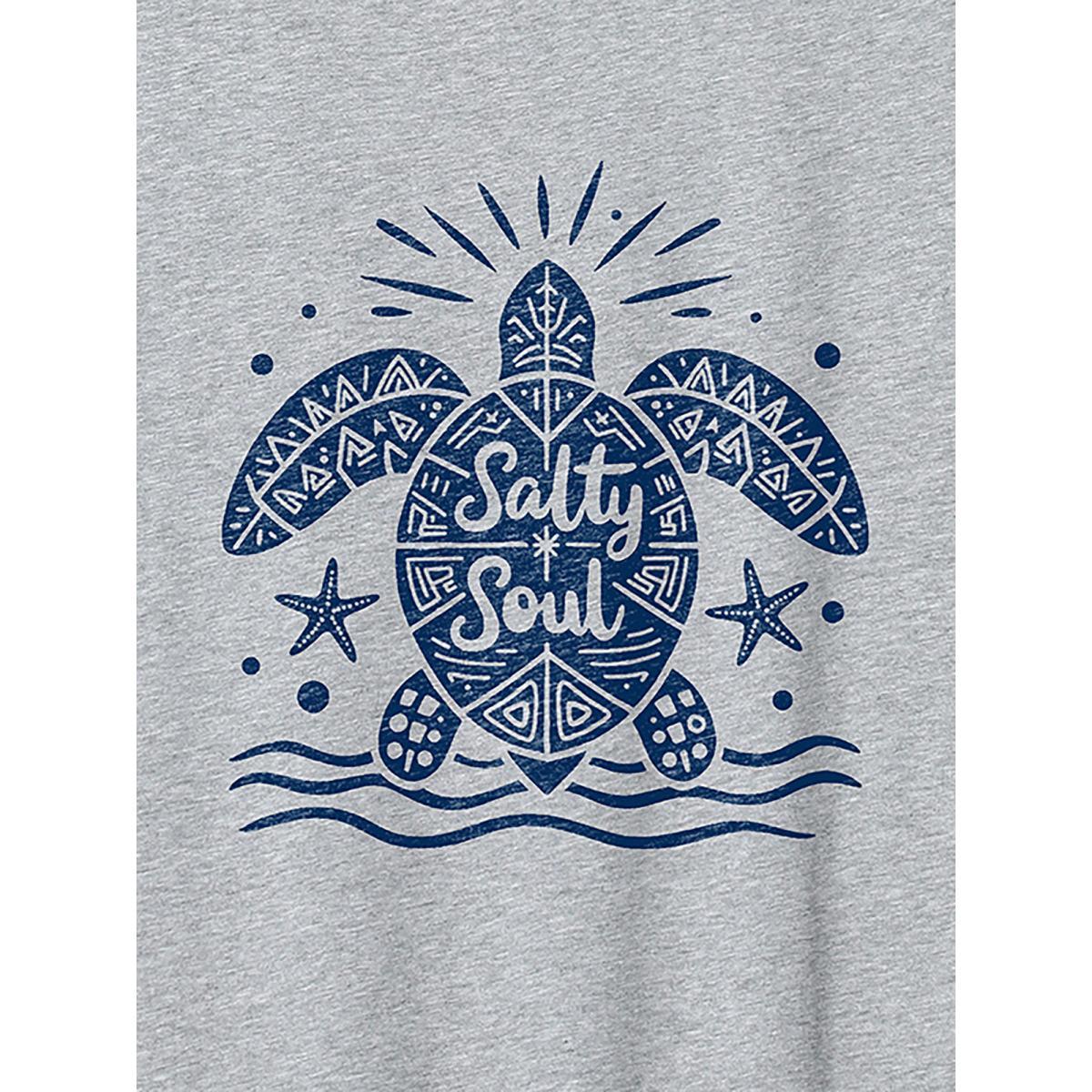 Plus Size Salty Soul Round Neck T-Shirt Mediumgray Women Leisure Non Marine Round Neck Casual T-shirts BloomChic 30/6X Product Image