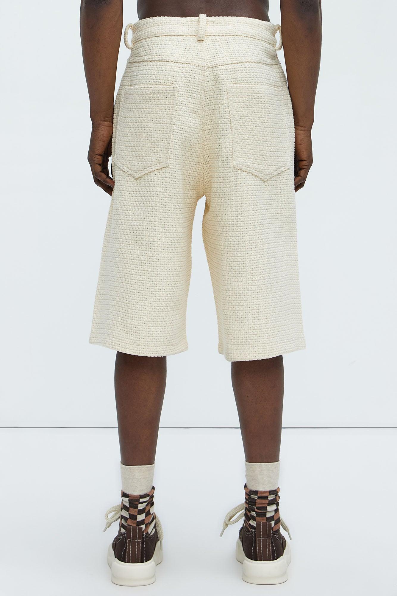Linden Textured Baggy Shorts - Off White Product Image