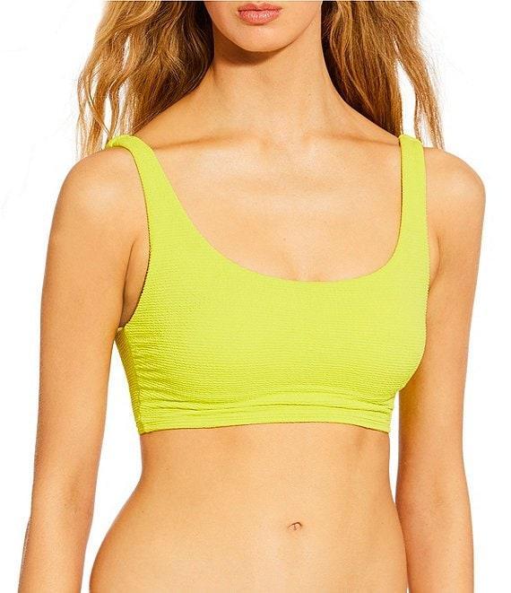 GB Solid Scrunchie Texture Knotted Side High Waisted Swim Bottom Product Image