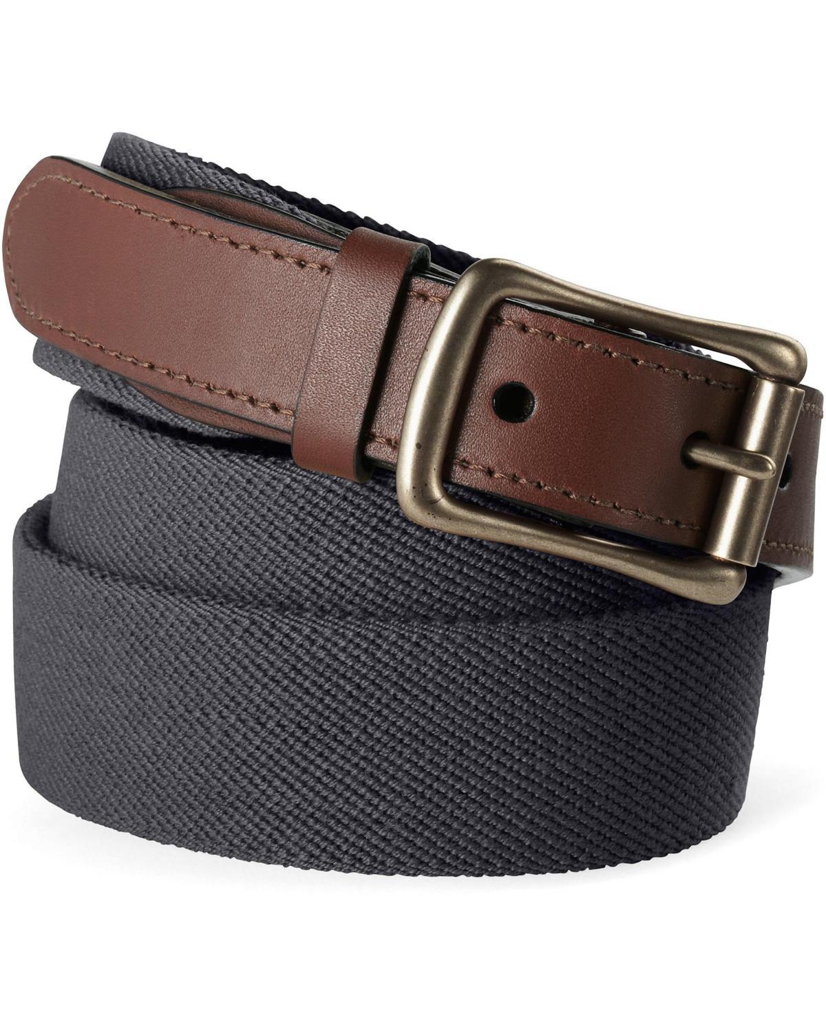 Big & Tall Lands End Elastic Surcingle Leather Trim Belt Green Product Image