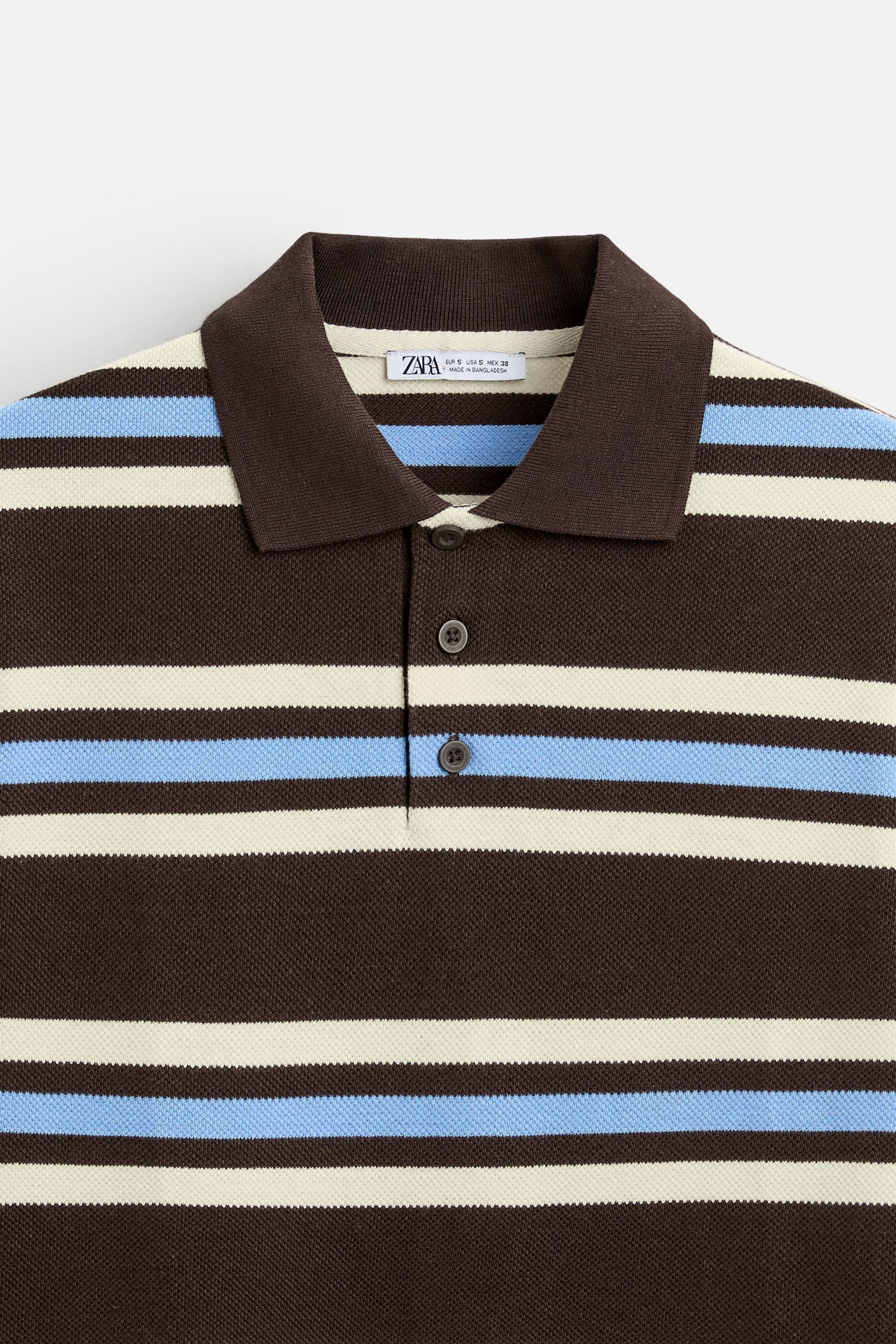 PIQUÉ TEXTURED STRIPED POLO SHIRT Product Image