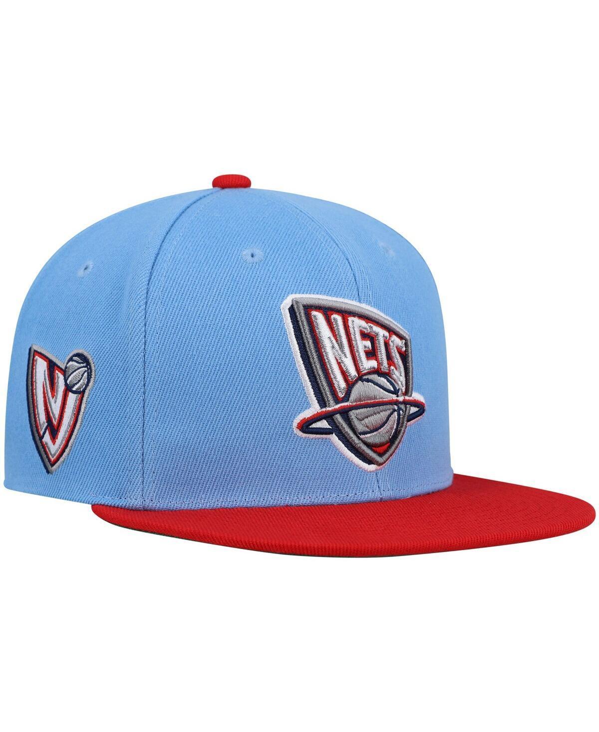 Mens Mitchell & Ness Light Blue/Red New Jersey Nets Hardwood Classics Snapback Hat Product Image