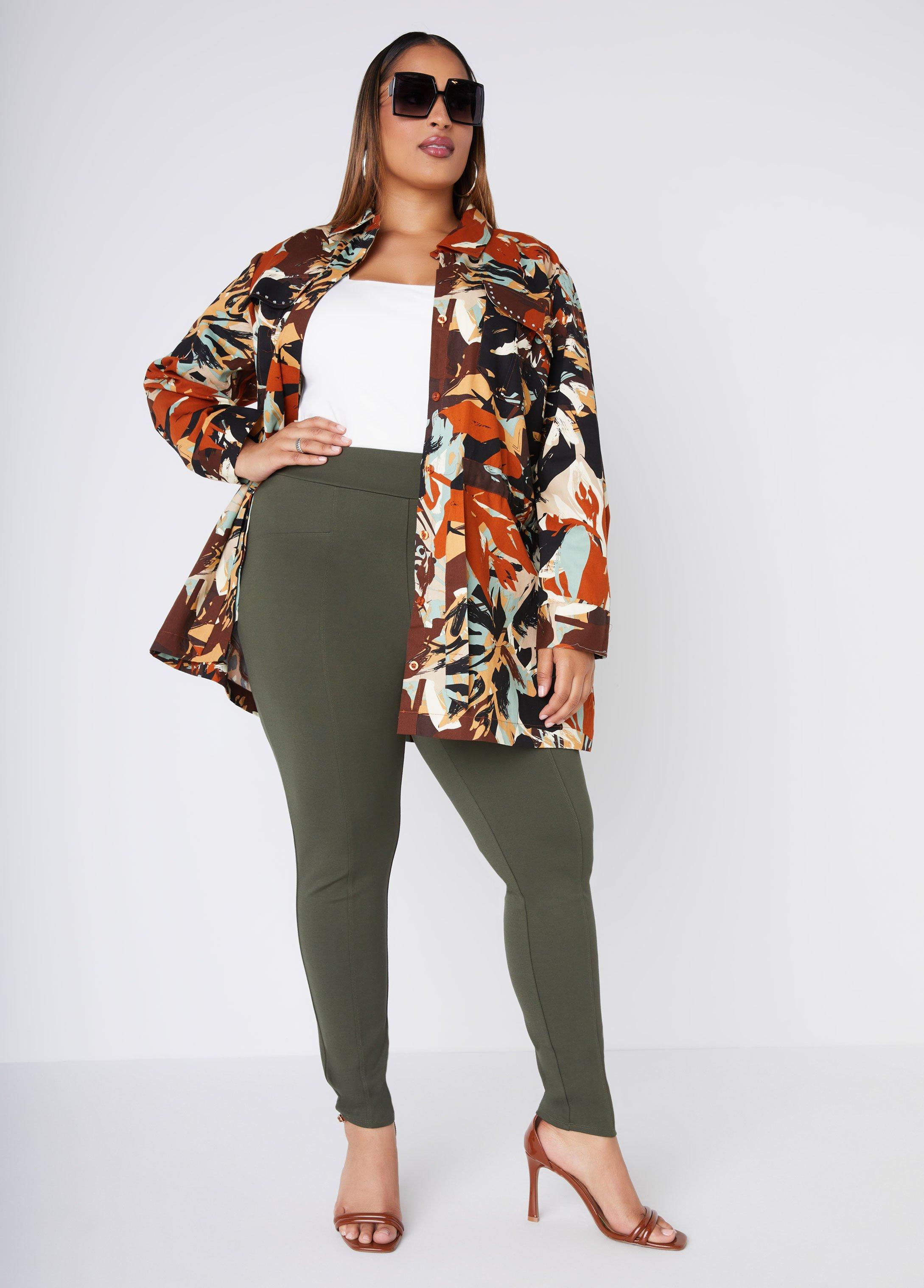 Belted Camo Print Twill Jacket Product Image