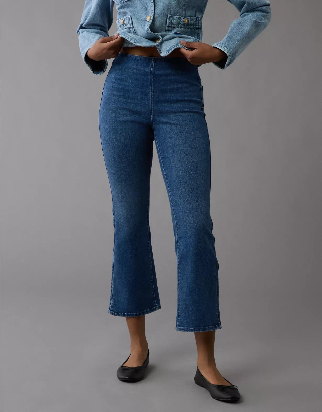 AE Luxe Pull-On High-Waisted Kick Bootcut Crop Jean Product Image