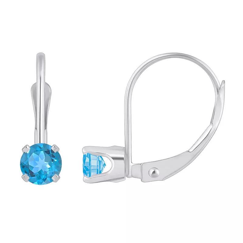 Celebration Gems 14k White Gold Gemstone Drop Earrings, Women's, Blue Topaz Product Image