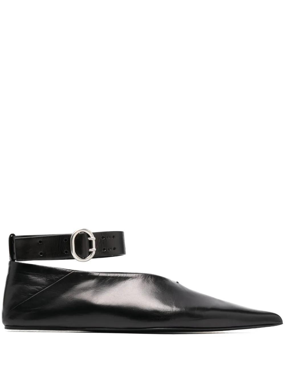 JIL SANDER 10mm Leather Ballerina Flats In Black Product Image