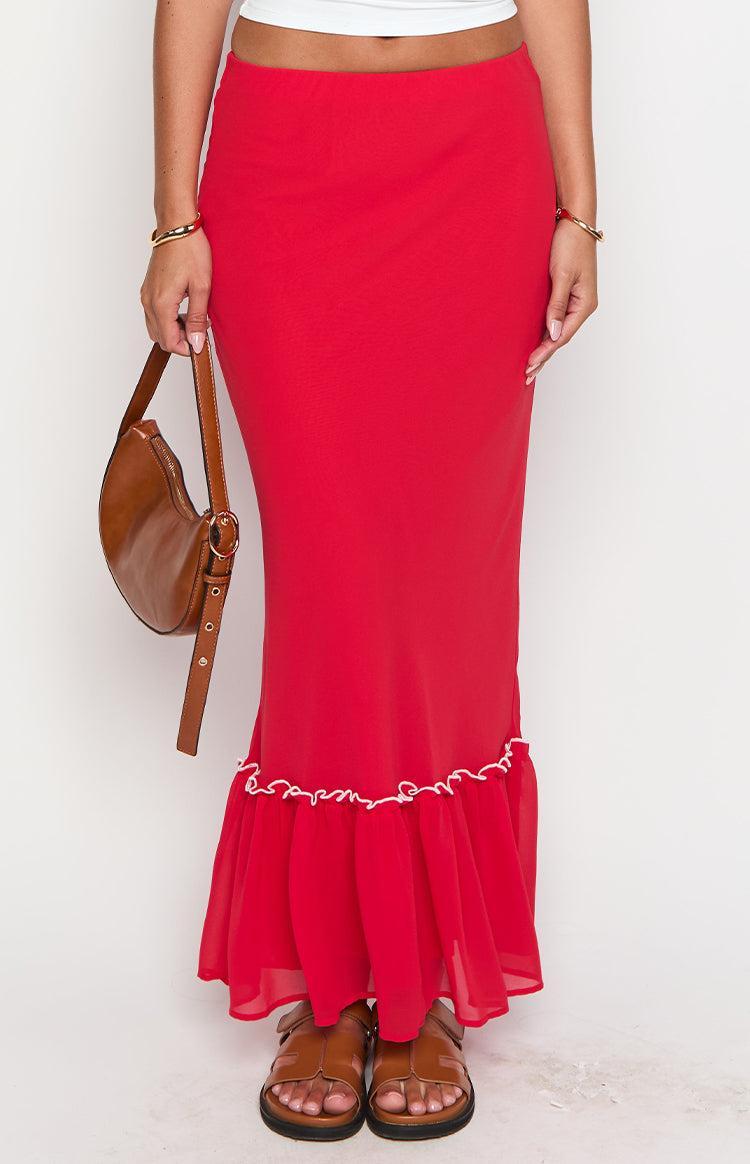 Wiatt Red Maxi Skirt Product Image