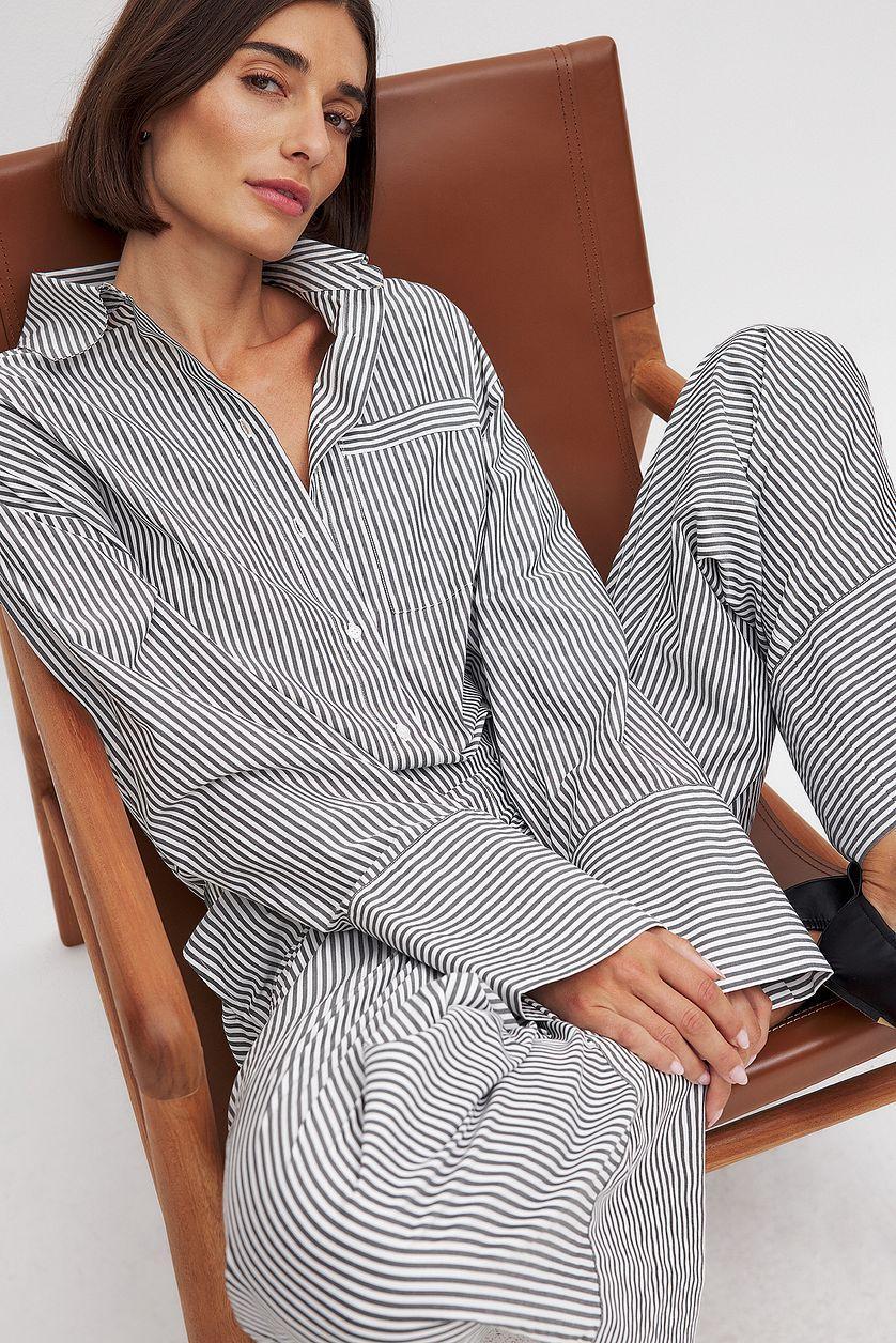 Elastic Waist Striped Trousers Product Image