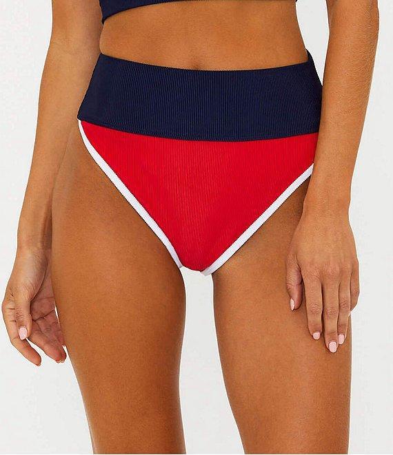 Beach Riot Emmy Ribbed Color Block Contrast Trim High Waisted Swim Bottom Product Image