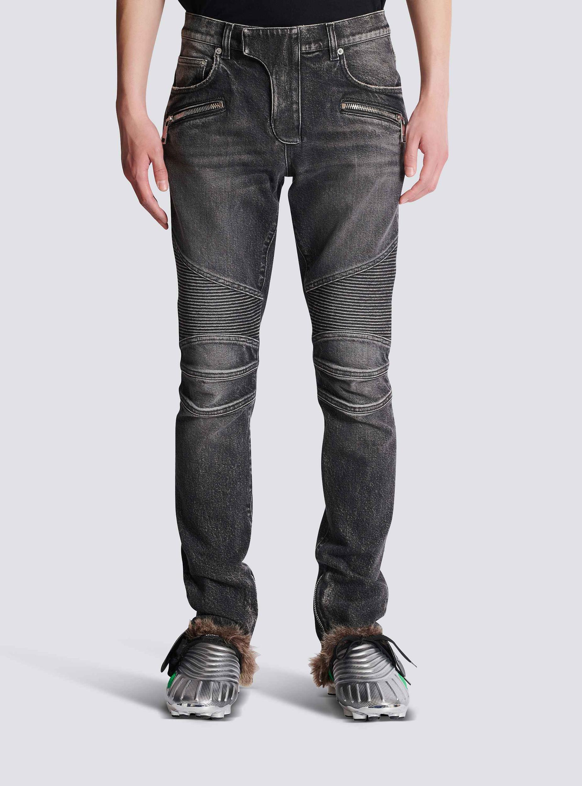 Slim-fit biker trousers in denim Product Image