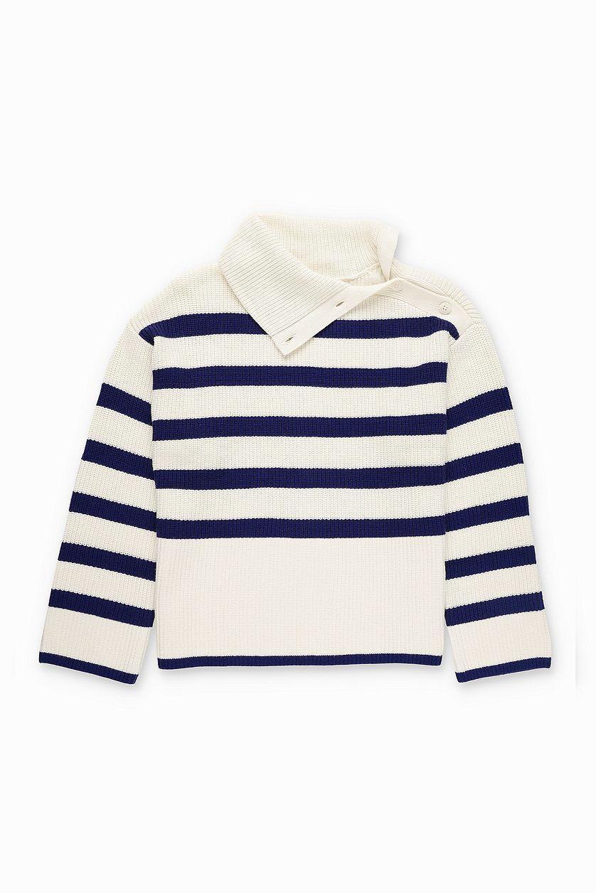 Striped Knitted Turtleneck Sweater Product Image
