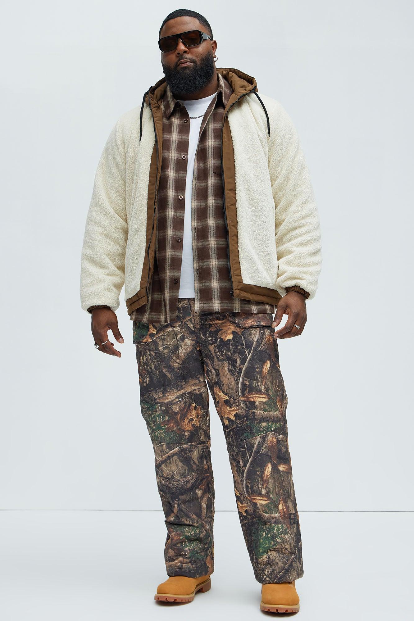 Theodore Midweight Teddybear Sherpa Jacket - Beige/Brown Product Image