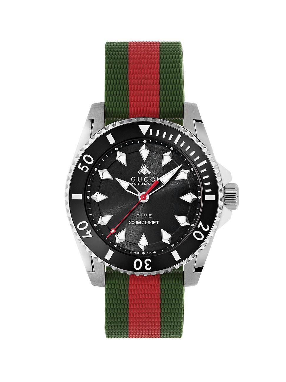 Mens Gucci Dive Rubber Web Strap Watch, 40mm Product Image