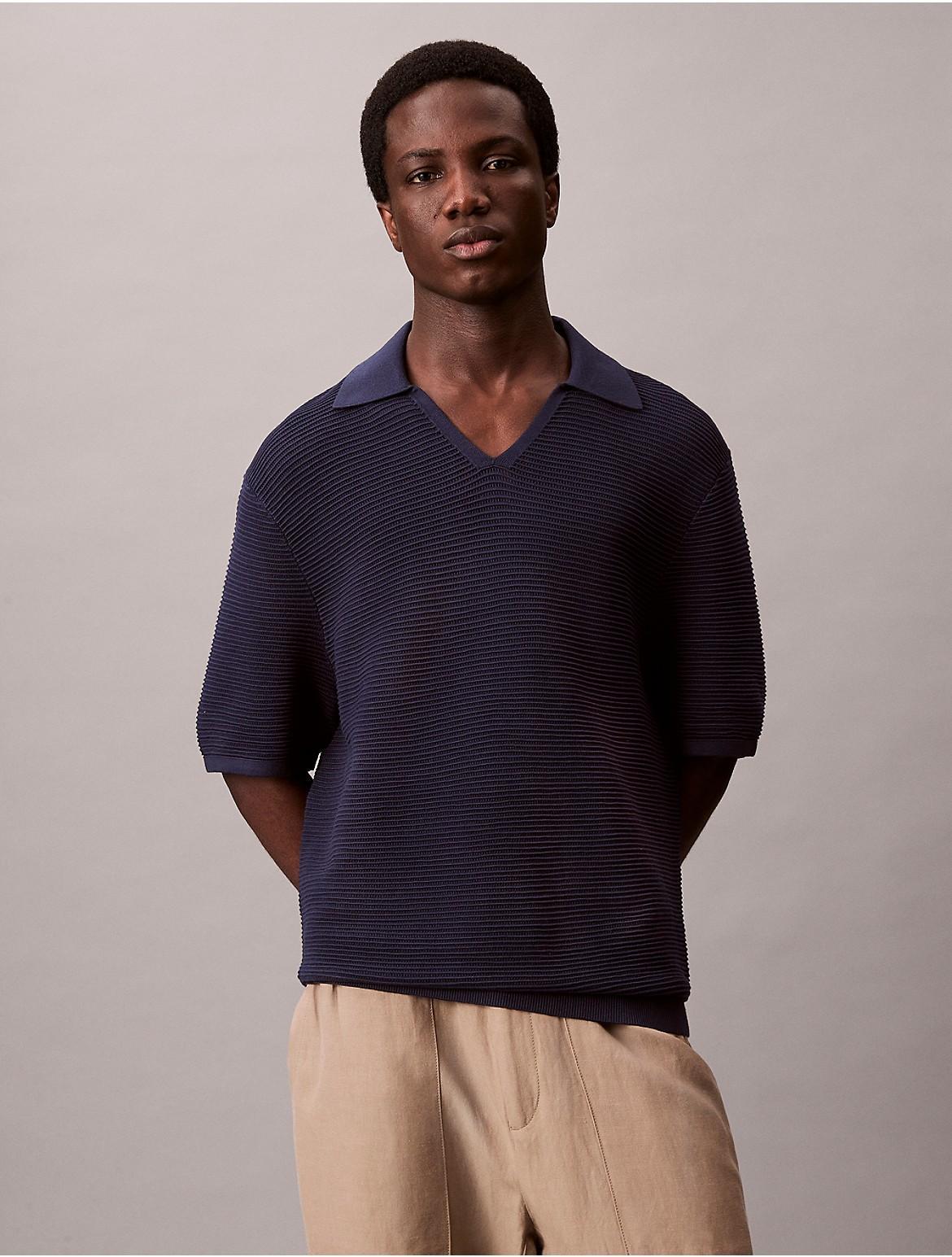 Calvin Klein Mens Tech Knit Sweater Polo Shirt - Yellow Product Image