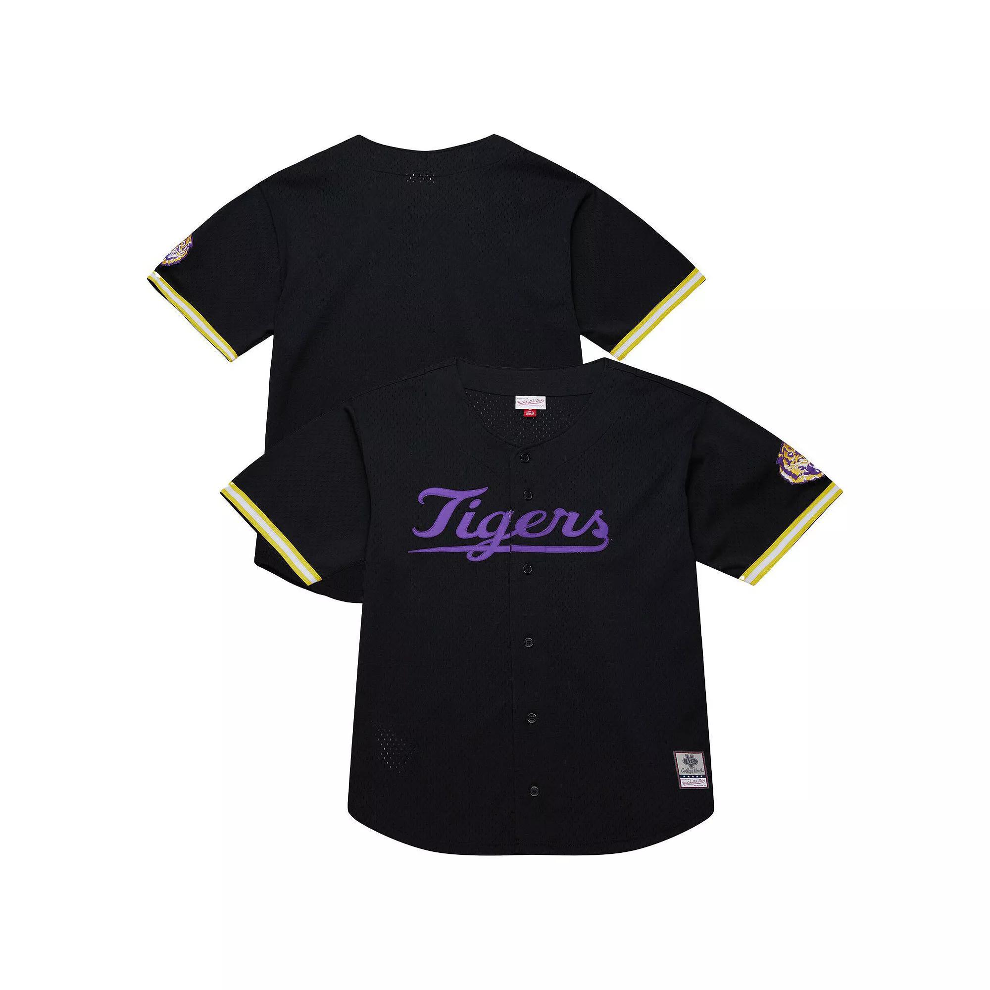 Men's Mitchell & Ness Black LSU Tigers On The Clock Full-Button Fashion Jersey,  Product Image